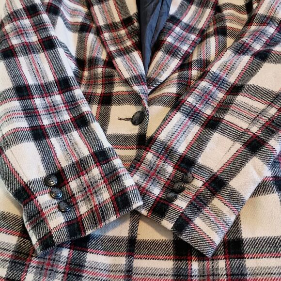 Vtg White Stag Plaid Blazer Wool Academia Career Office Preppy Size 10 Medium - Picture 8 of 9